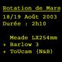 Rotation de Mars 2003 (2 heures)