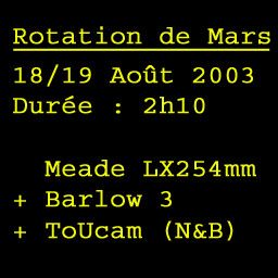 Rotation de Mars 2003 (2 heures)