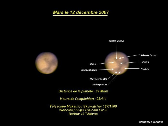 Dépouillement de l'image du 12 décembre 2007 à 23h00