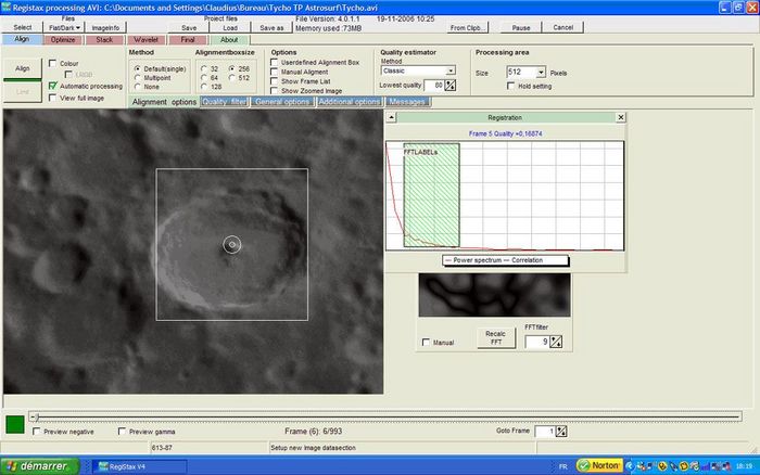 Ecran 1 Registax (Tycho)