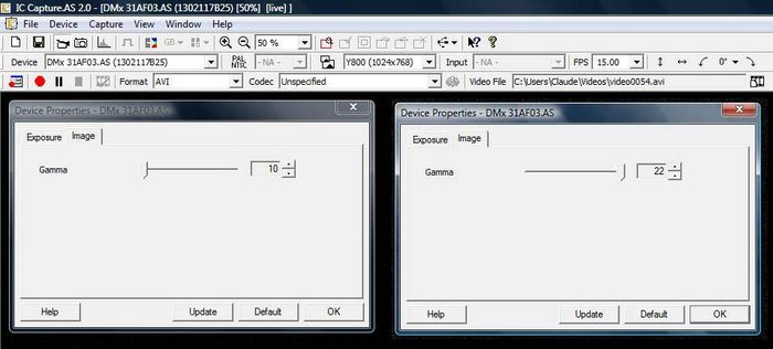 DMK réglages gamma