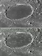 Dimensions craterlets dans le cirque Platon