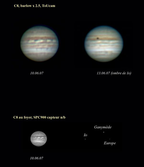 Jupiter, 10 et 13 juin 2007