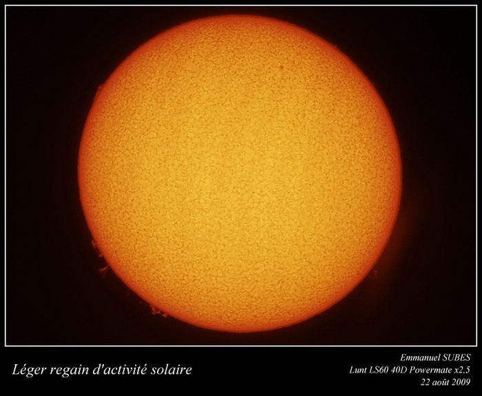 Léger regain d'activité solaire