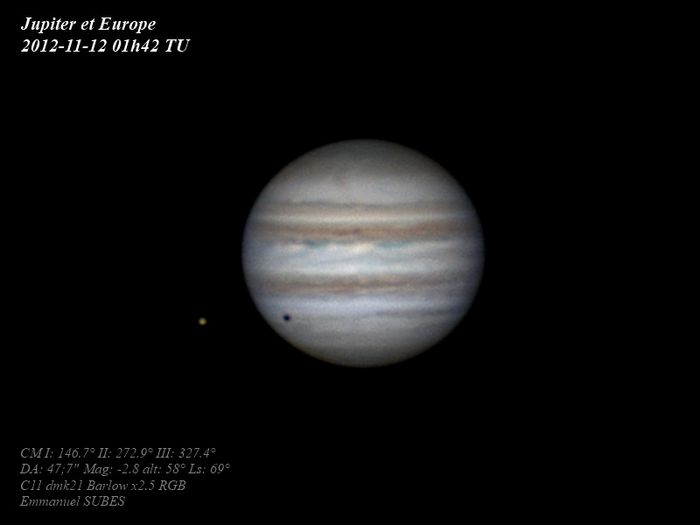 Jupiter et Europe 12 novembre 2012
